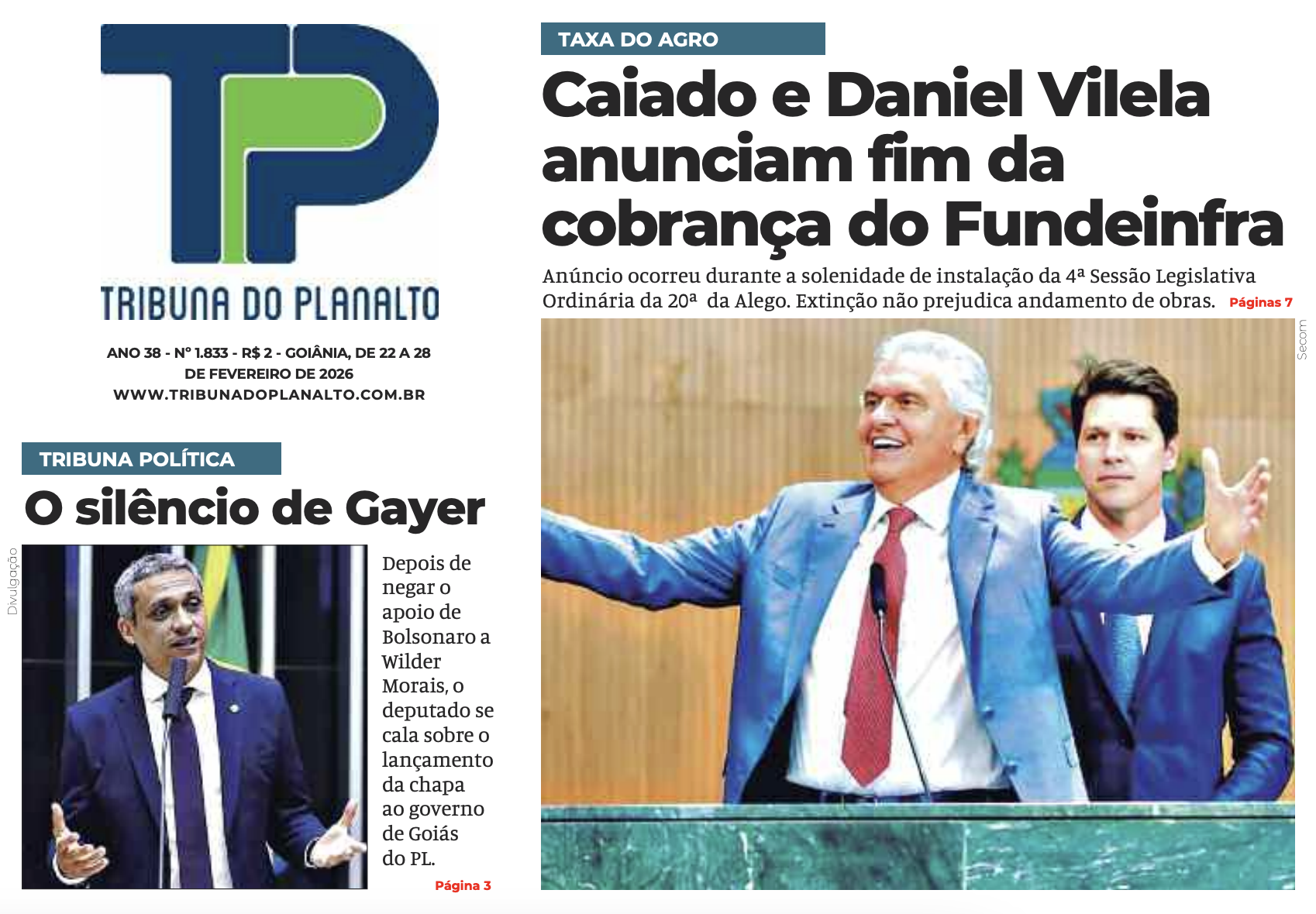 CAPA - EDIÇÃO Nº 1.833 – GOIÂNIA, DE 22 A 28 DE FEVEREIRO DE 2026